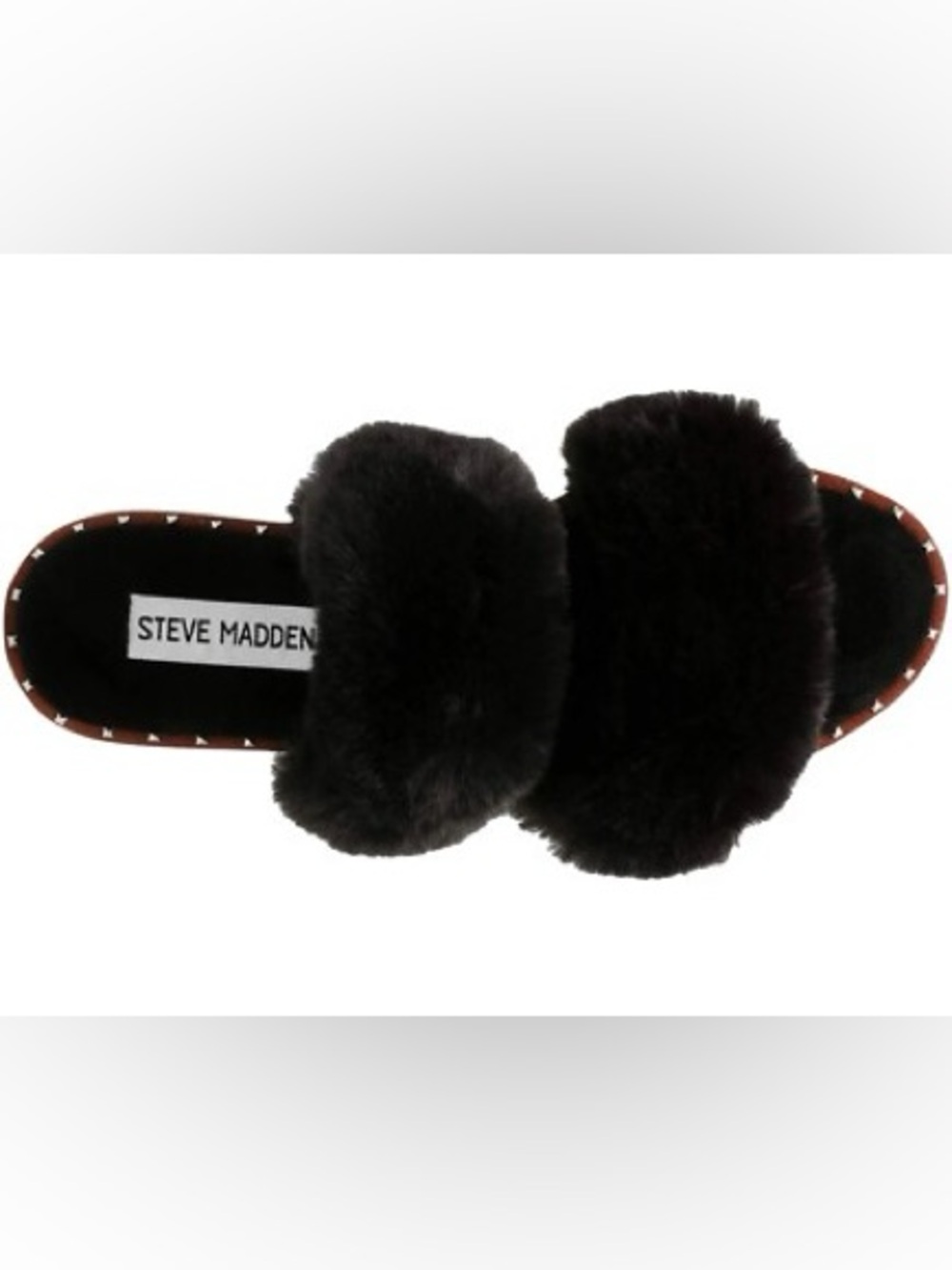 Steve Madden Plush Black Faux Fur Slide Size 6.5